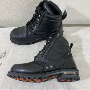 Milwaukee Leather Moto Boots 9EEEUSA Leather Black Moto Boots Side Zipper